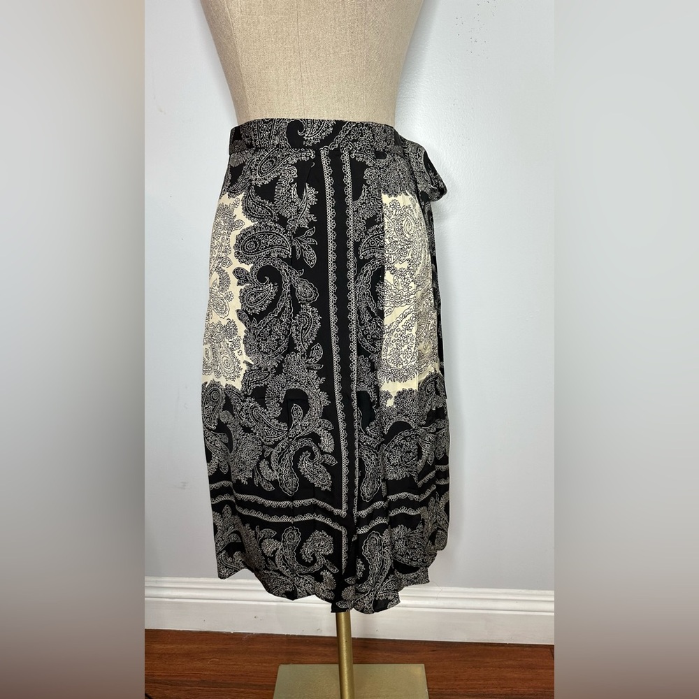 J. Crew Pleated Wrap Skirt in Paisley Scarf Print